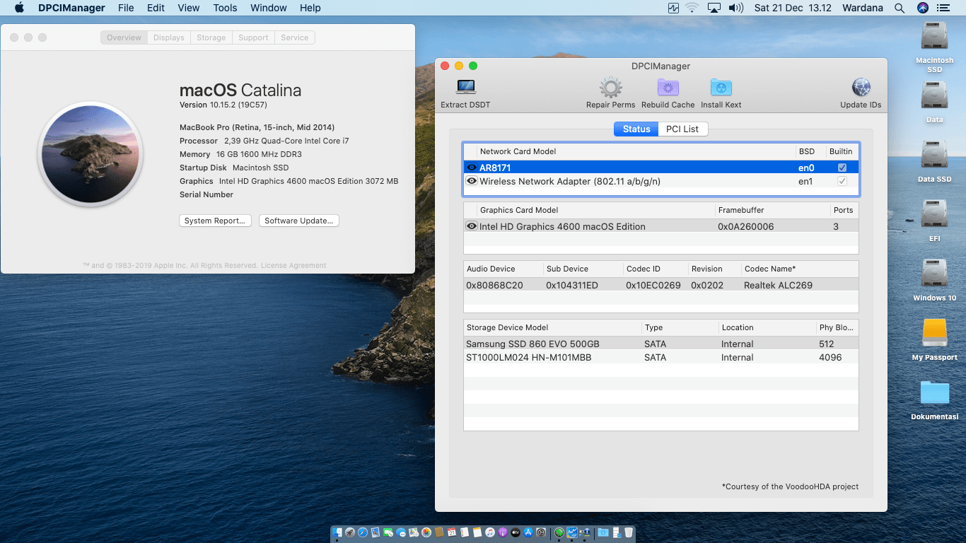 Success Hackintosh macOS Catalina 10.15.2 Build 19C57 at Asus X450JF-WX023D